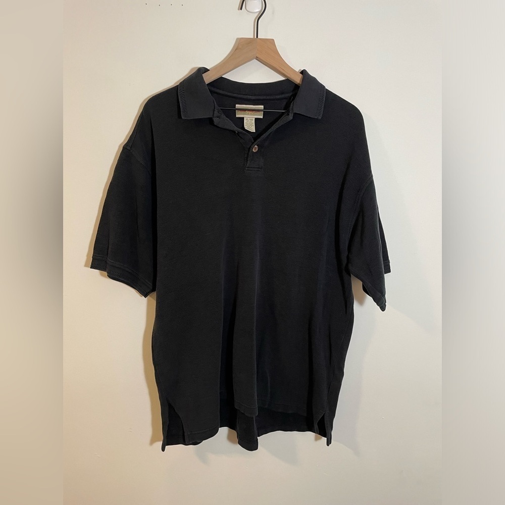 Original Island Sport 70% Silk Blend Ribbed Black Polo Short Sleeve Shirt Sz XL